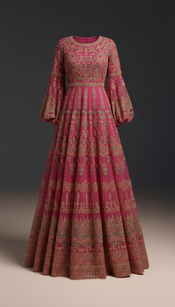 Fuchsia Rose Chikan Kari Maxi Dress