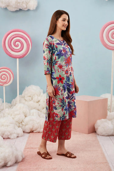 Mint Green Floral Print 2-piece