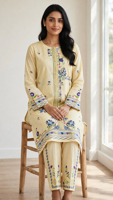 Butter Yellow Printed 2-Piece