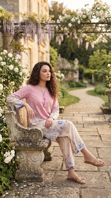 Powder pink 2 piece co-ard set