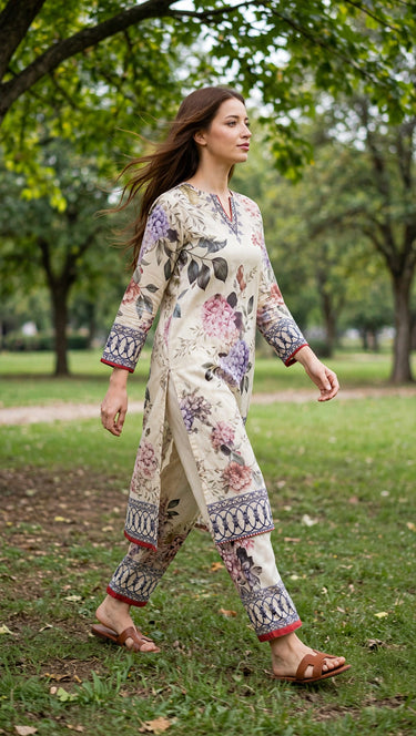 Bloom Cream 2-Piece Lawn Suit