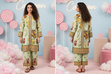 Lemon rose pista-printed lawn 2-piece