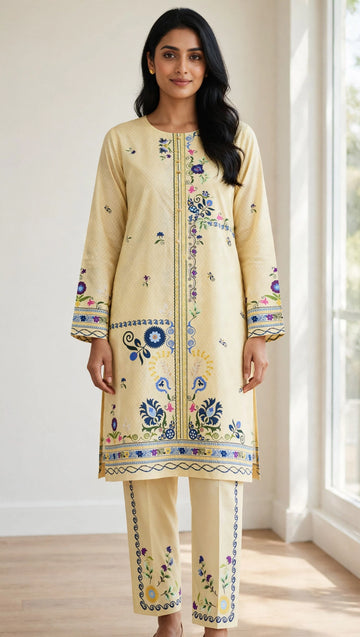 Butter Yellow Printed 2-Piece