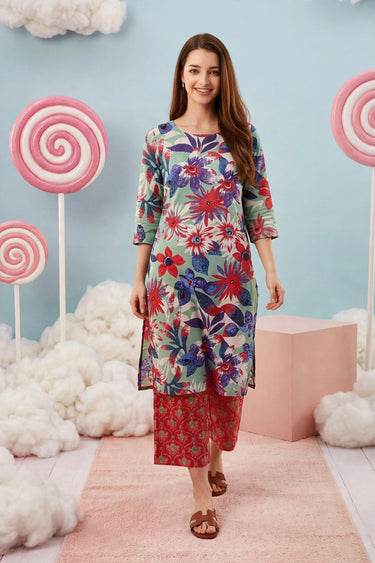 Mint Green Floral Print 2-piece