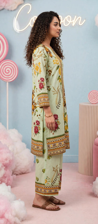 Lemon rose pista-printed lawn 2-piece