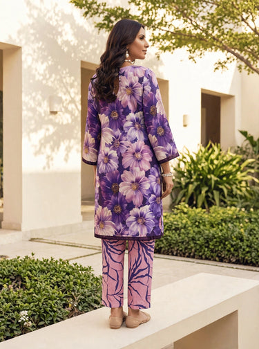 Violet petals purple/pink printed 2-piece lawn suit